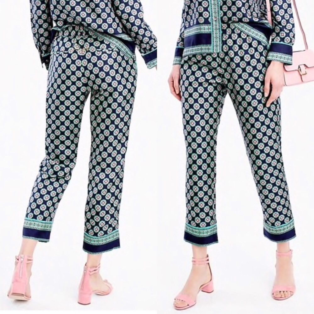 J.Crew Cropped Silk Pant in Foulard Print